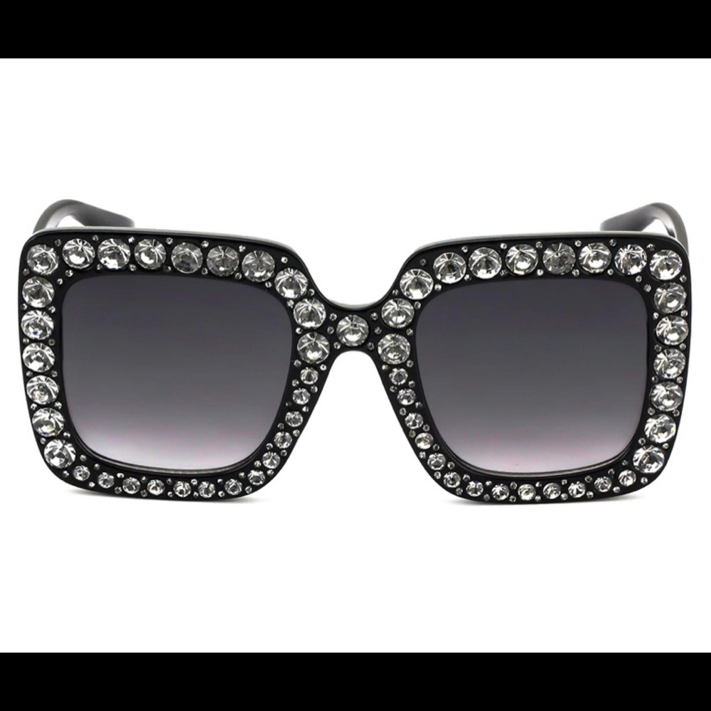 Oversized Square Frame Bling  Crystal sunglasses